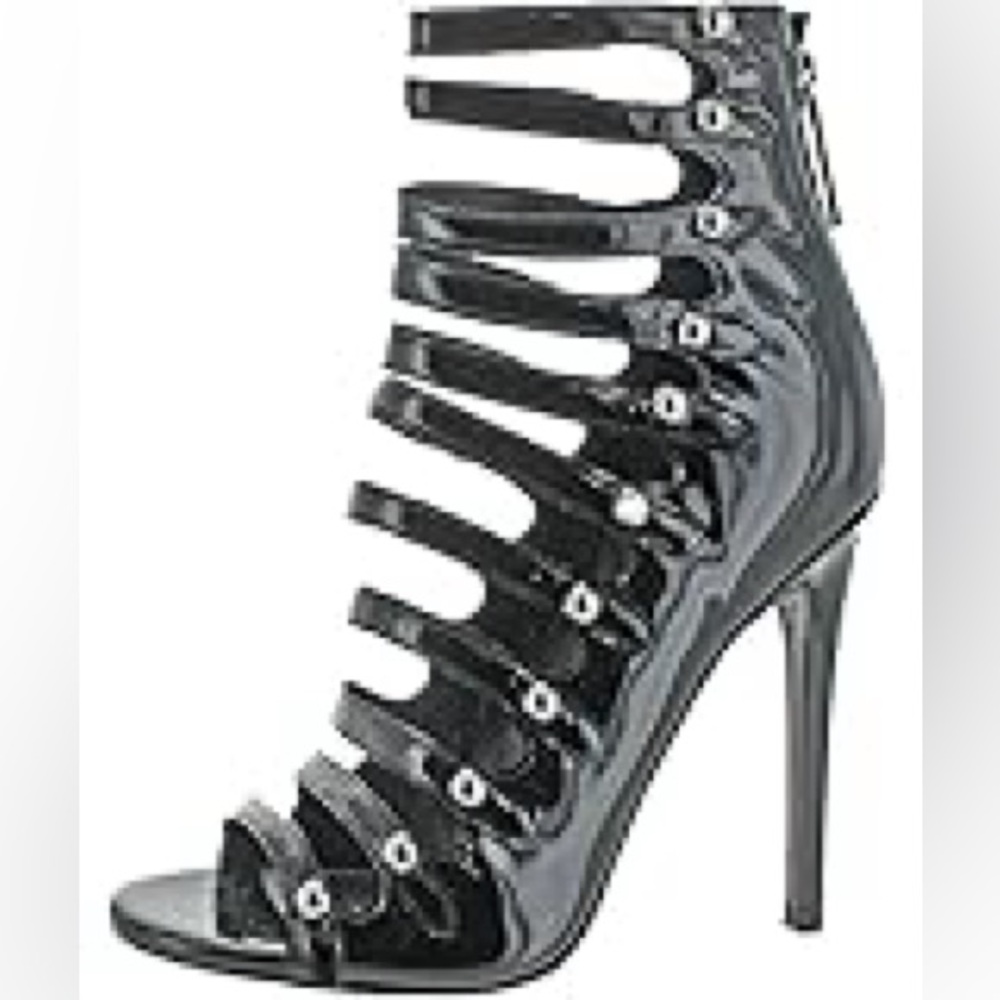 KENDALL + KYLIE Womens Giaa 3 Black Strappy Heels Sz 8